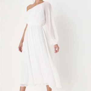 Lulus Always Loving You - white pleated midi dress size XL